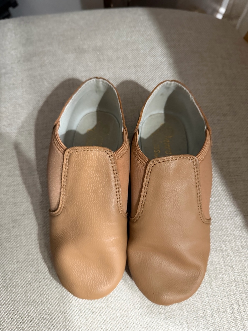 Tan Kids Dance Slip-On Jazz Shoes